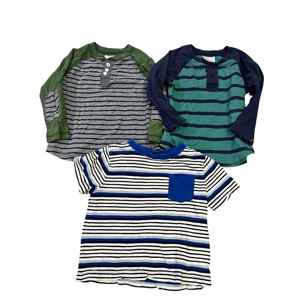 Hanna Andersson Kids Striped Tees - Green, Blue, Gray